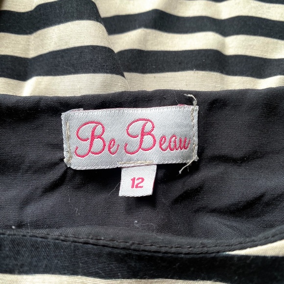 ☑️ BE BEAU BLACK TAN STRIPE LONG SLEEVE LOOSE DRESS! - Picture 5 of 9